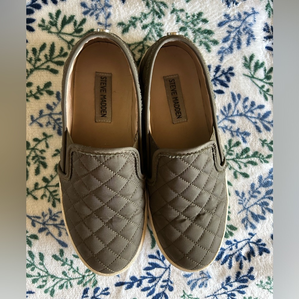 Steve Madden Olive Quilted Slip-Ons
